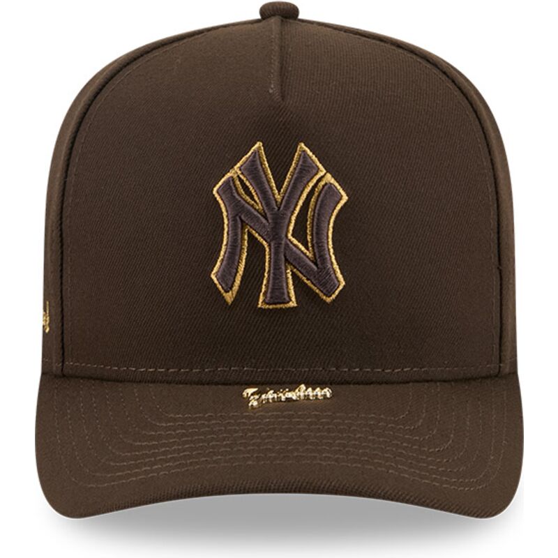 new-era-curved-brim-9fifty-a-frame-precurved-visor-pin-new-york-yankees-mlb-brown-snapback-cap