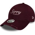 new-era-curved-brim-women-9twenty-slogan-sorry-i-m-late-maroon-adjustable-cap