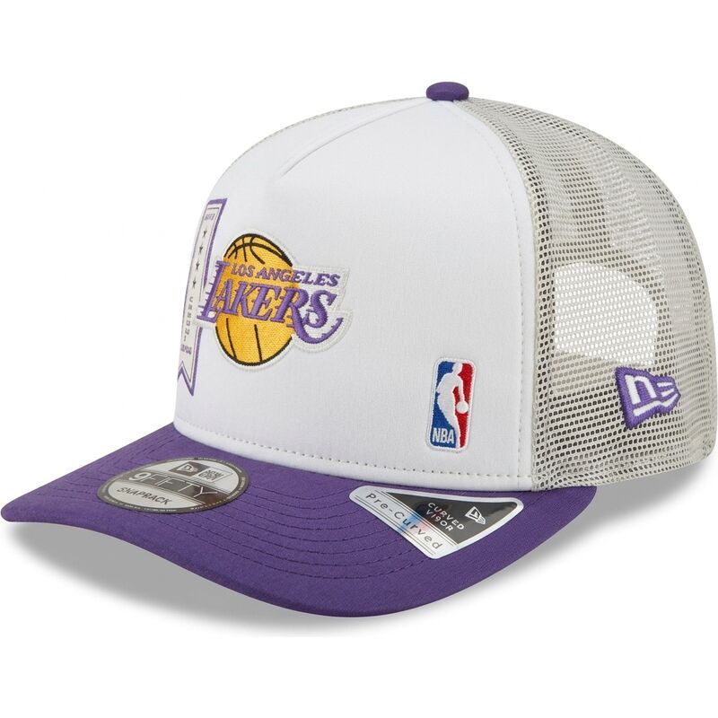 new-era-9fifty-a-frame-precurved-multi-patch-los-angeles-lakers-nba-purple-and-white-trucker-hat