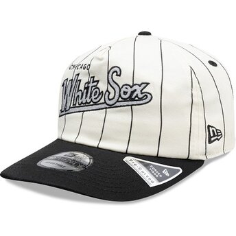 New Era Curved Brim 19TWENTY Pinstripe Chicago White Sox MLB Black and White Snapback Cap