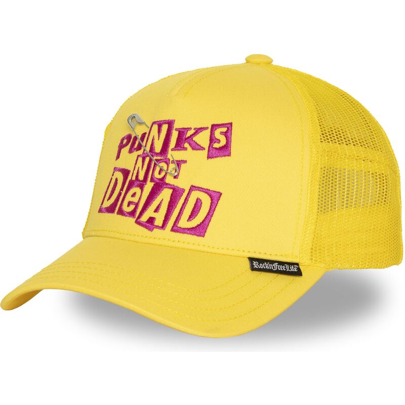 rocknfreelife-n294-punks-not-dead-yellow-trucker-hat rocknfreelife-n294-punks-not-dead-yellow-trucker-hat