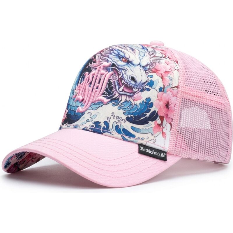 rocknfreelife-n245-dragon-pink-trucker-hat rocknfreelife-n245-dragon-pink-trucker-hat