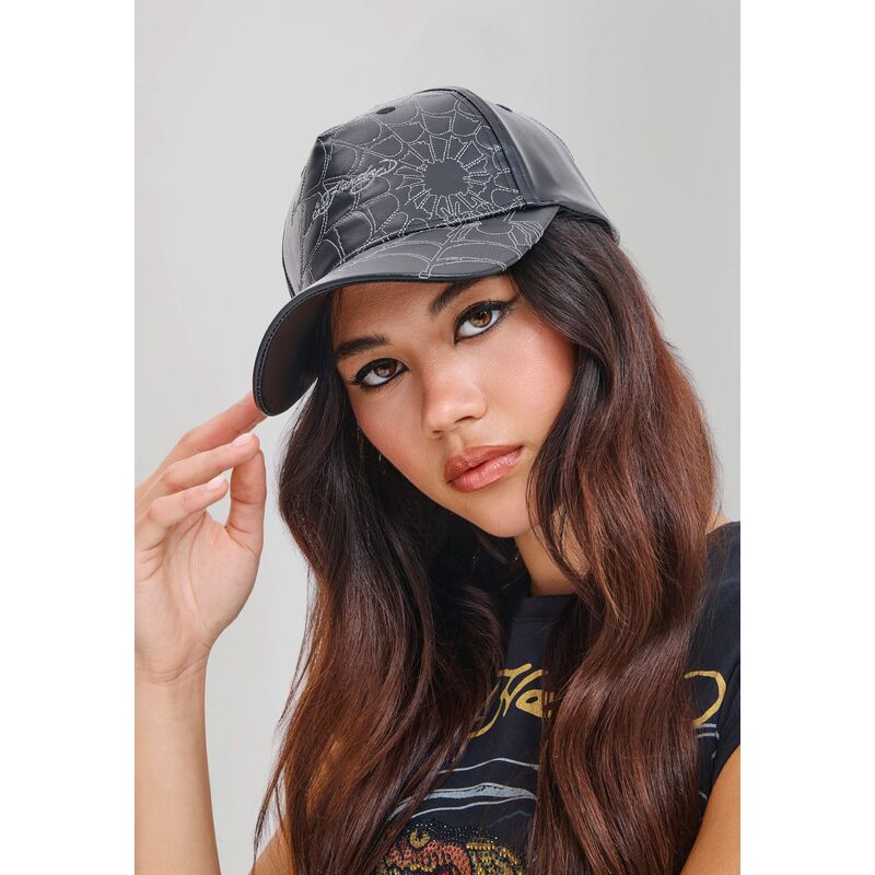 ed-hardy-curved-brim-spiderweb-pu-leather-black-adjustable-cap ed-hardy-curved-brim-spiderweb-pu-leather-black-adjustable-cap