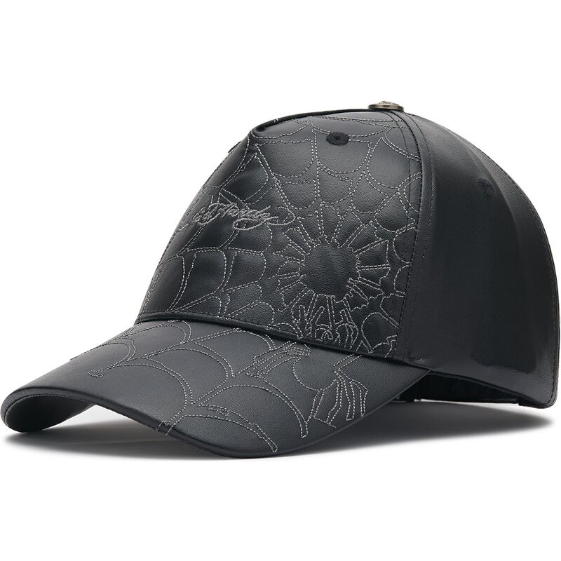 ed-hardy-curved-brim-spiderweb-pu-leather-black-adjustable-cap ed-hardy-curved-brim-spiderweb-pu-leather-black-adjustable-cap