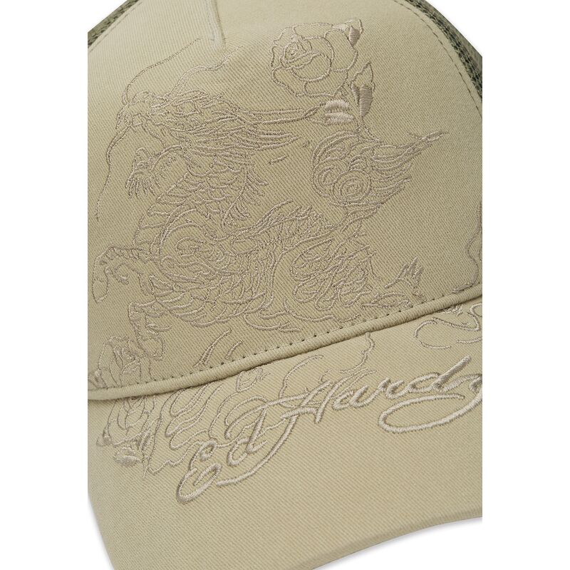 ed-hardy-outline-dragon-khaki-trucker-hat