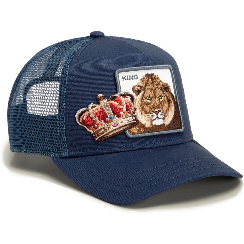 goorin-bros-lion-royal-stay-royal-sidekick-the-farm-blue-trucker-hat goorin-bros-lion-royal-stay-royal-sidekick-the-farm-blue-trucker-hat