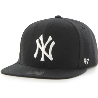 47 Brand Flat Brim MLB New York Yankees Smooth Black Snapback Cap